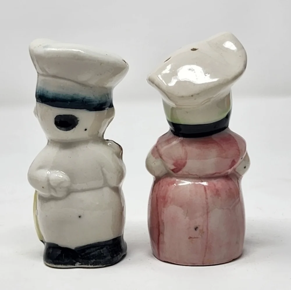 Vintage Ceramic Japan Man And‎ Woman Chefs Salt And Pepper Shakers